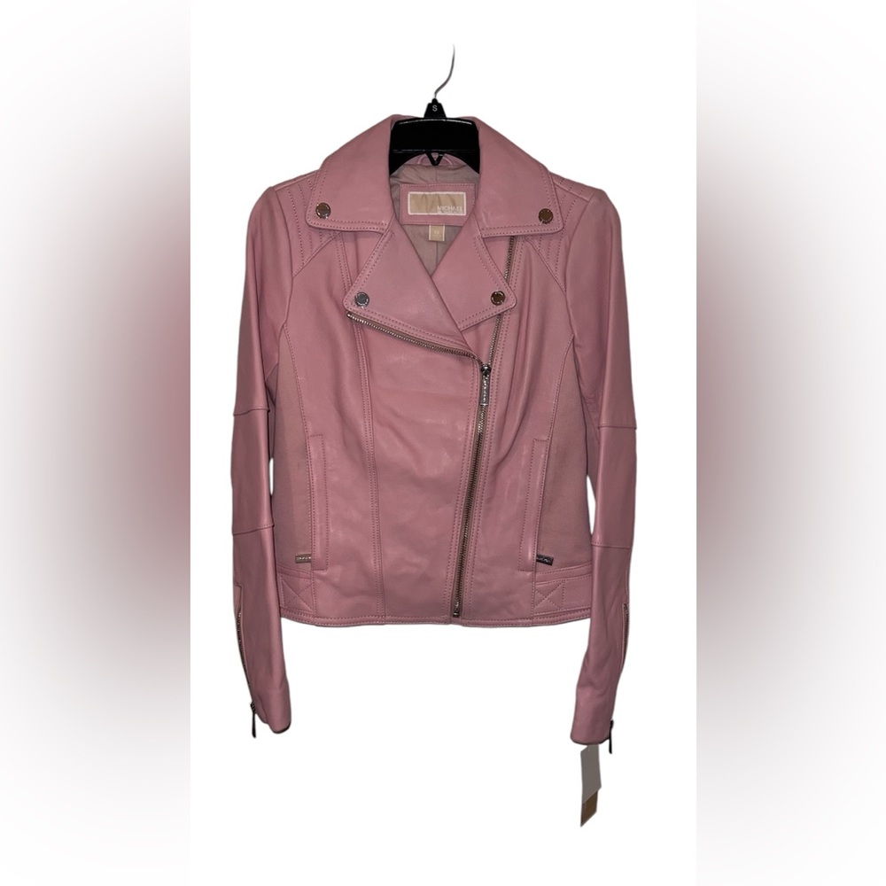 NWT Micheal Kors Leather Moto Jacket-Pink